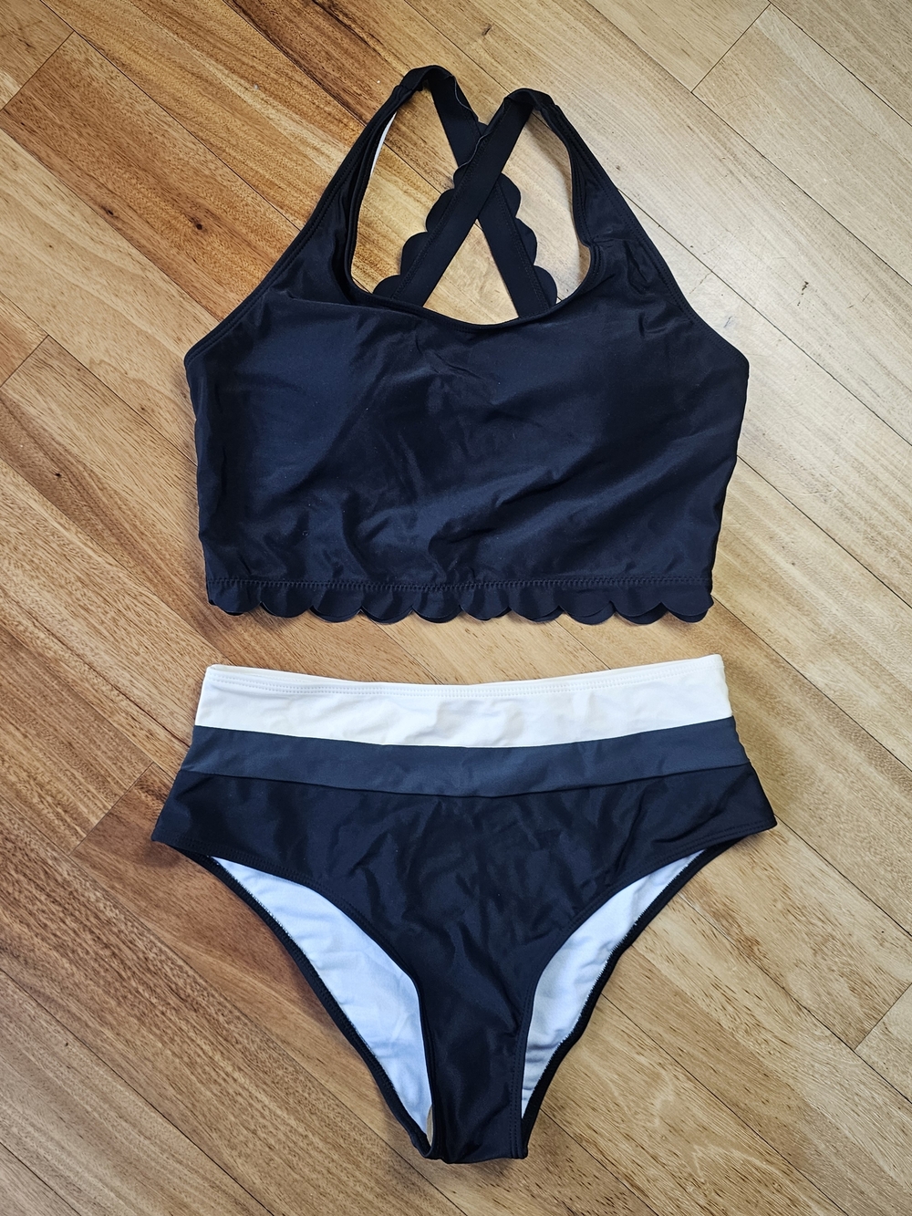 Two Piece Black Swim Suit Size Medium